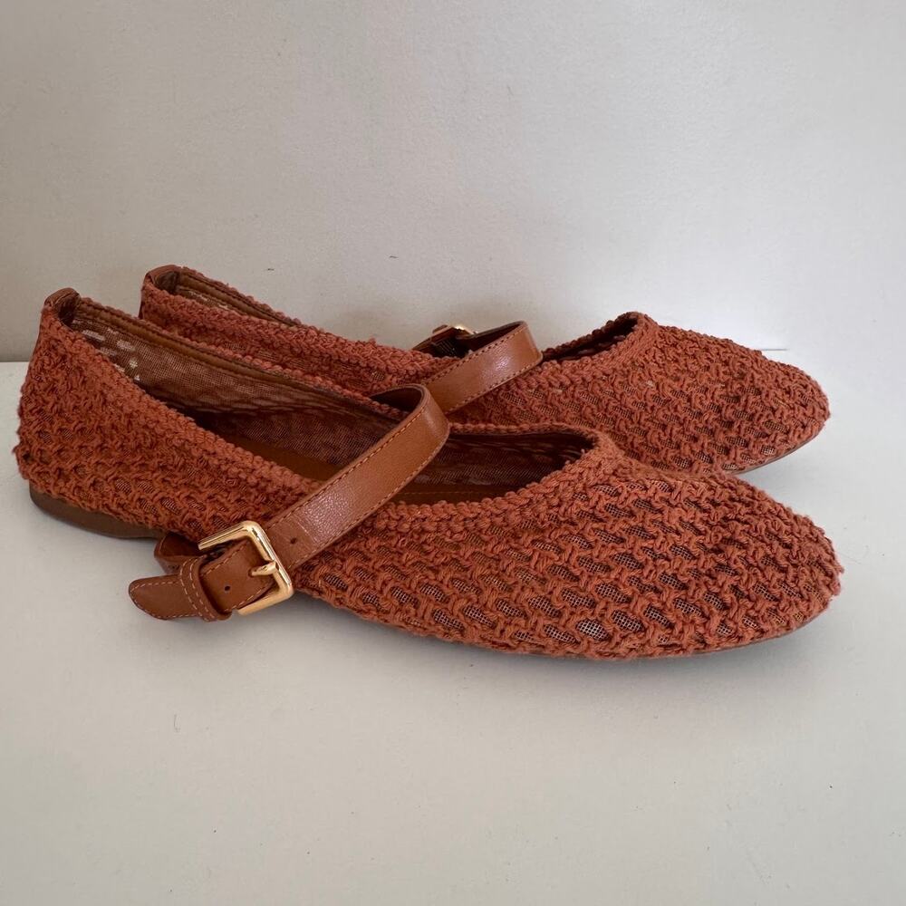 AREZZO Women's Abby Woven Ballet Flats Brown Buckle Size 9